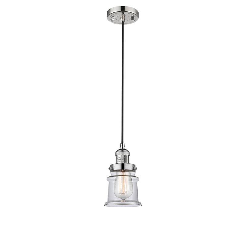 Canton Mini Pendant shown in the Polished Nickel finish with a Clear shade