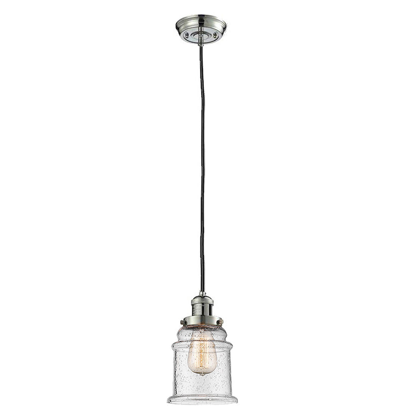 Canton Mini Pendant shown in the Polished Nickel finish with a Seedy shade