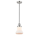 Bellmont Mini Pendant shown in the Polished Nickel finish with a Matte White shade