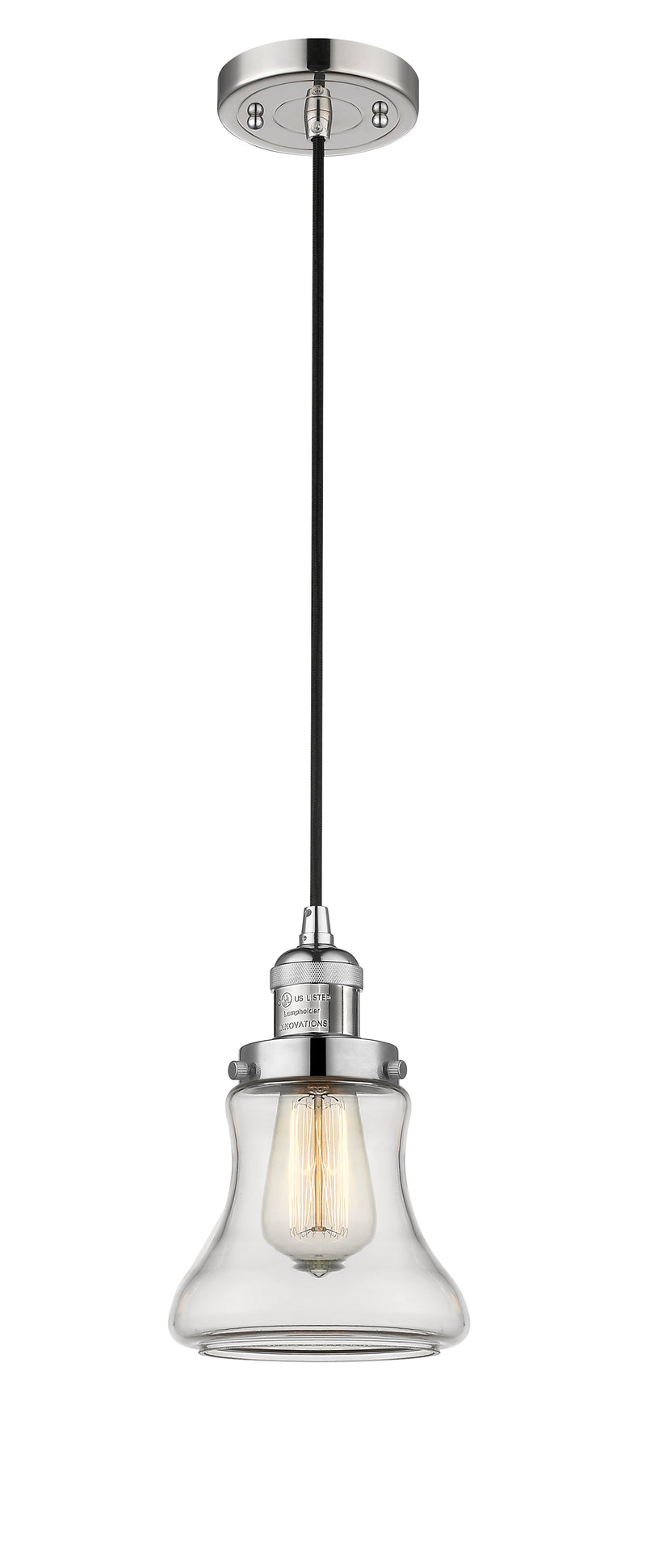 Innovations Lighting Bellmont 1-100 watt 6.5 inch Polished Nickel Mini Pendant with Clear glass 201CPNG192