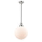 Beacon Mini Pendant shown in the Polished Nickel finish with a Matte White shade