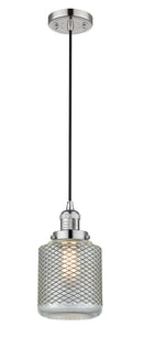 Innovations Lighting Stanton 1-100 watt 6 inch Polished Nickel Mini Pendant with Vintage Wire Mesh glass 201CPNG262