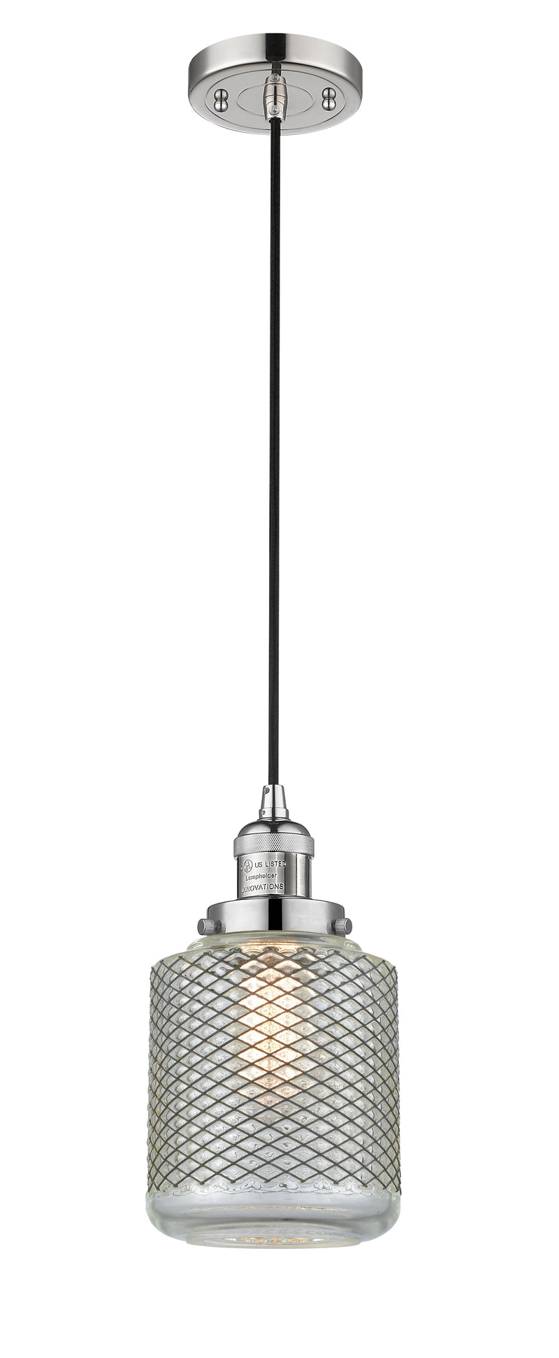 Innovations Lighting Stanton 1-100 watt 6 inch Polished Nickel Mini Pendant with Vintage Wire Mesh glass 201CPNG262