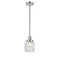 Colton Mini Pendant shown in the Polished Nickel finish with a Clear Halophane shade