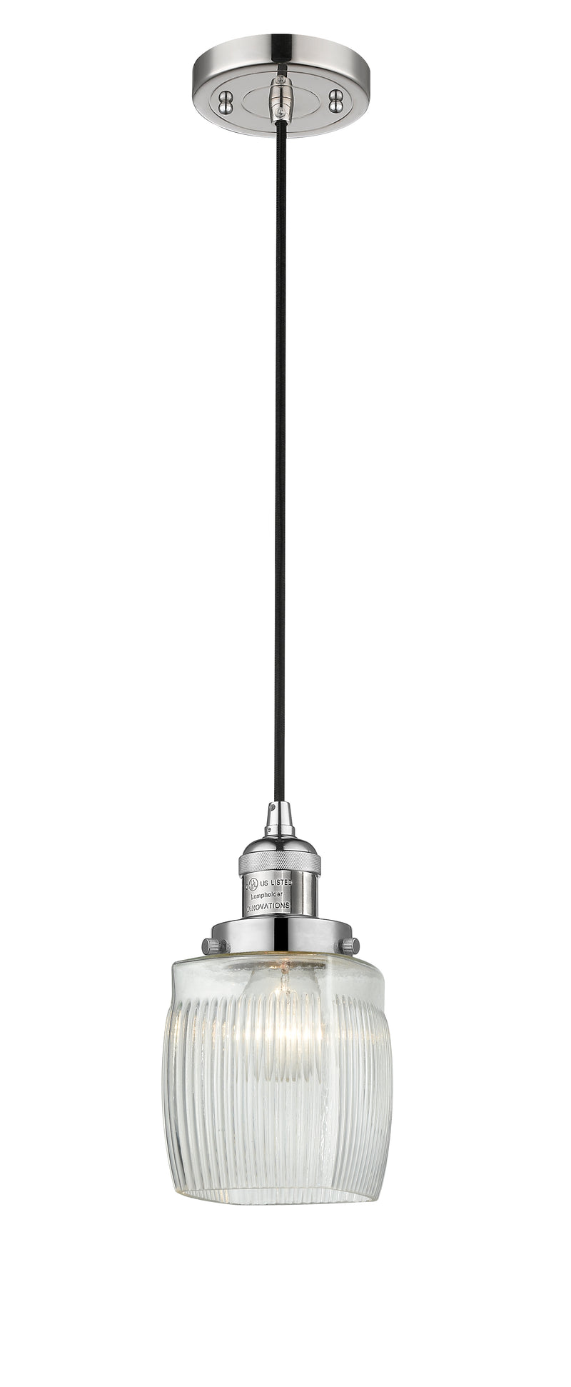 Innovations Lighting Colton 1-100 watt 8 inch Polished Nickel Mini Pendant with Thick Clear Halophane glass 201CPNG302