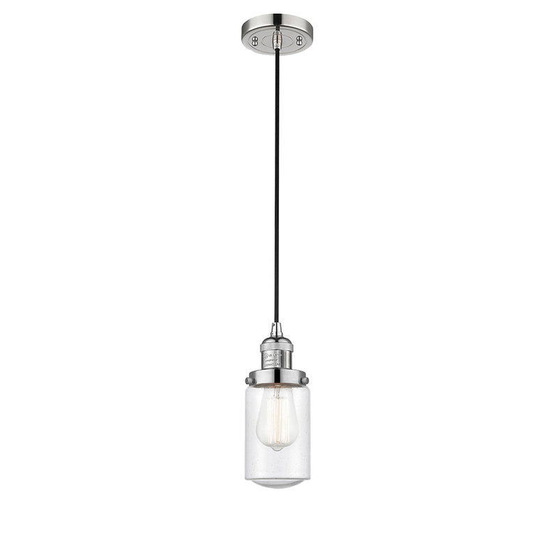 Dover Mini Pendant shown in the Polished Nickel finish with a Seedy shade