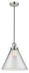 Innovations Lighting X-Large Cone 1-100 watt 12 inch Polished Nickel Mini Pendant with Clear glass 201CPNG42L