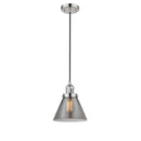 Cone Mini Pendant shown in the Polished Nickel finish with a Plated Smoke shade