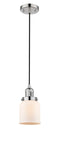 Innovations Lighting Small Bell 1-100 watt 5 inch Polished Nickel Mini Pendant with Matte White Cased glass 201CPNG51