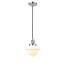 Oxford Mini Pendant shown in the Polished Nickel finish with a Matte White shade