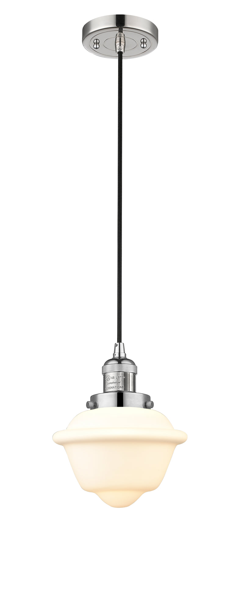 Innovations Lighting Small Oxford 1-100 watt 8 inch Polished Nickel Mini Pendant with Matte White Cased glass 201CPNG531