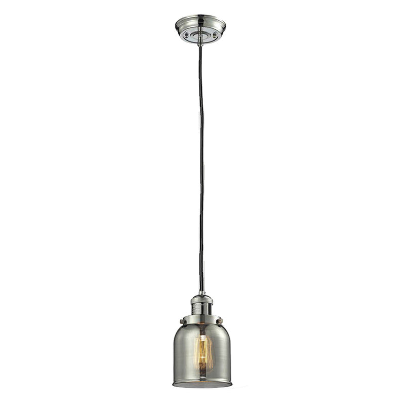 Bell Mini Pendant shown in the Polished Nickel finish with a Plated Smoke shade