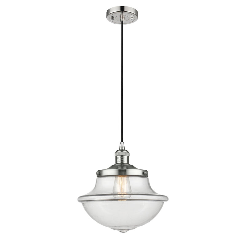 Oxford Mini Pendant shown in the Polished Nickel finish with a Clear shade