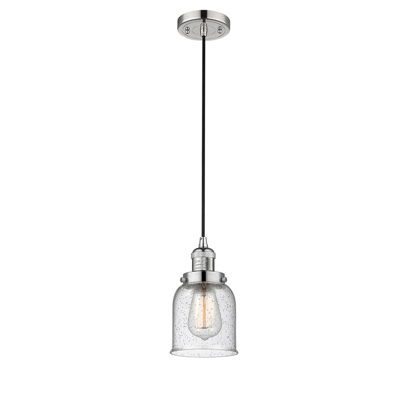 Bell Mini Pendant shown in the Polished Nickel finish with a Seedy shade