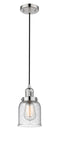 Innovations Lighting Small Bell 1-100 watt 5 inch Polished Nickel Mini Pendant with Seedy glass 201CPNG54