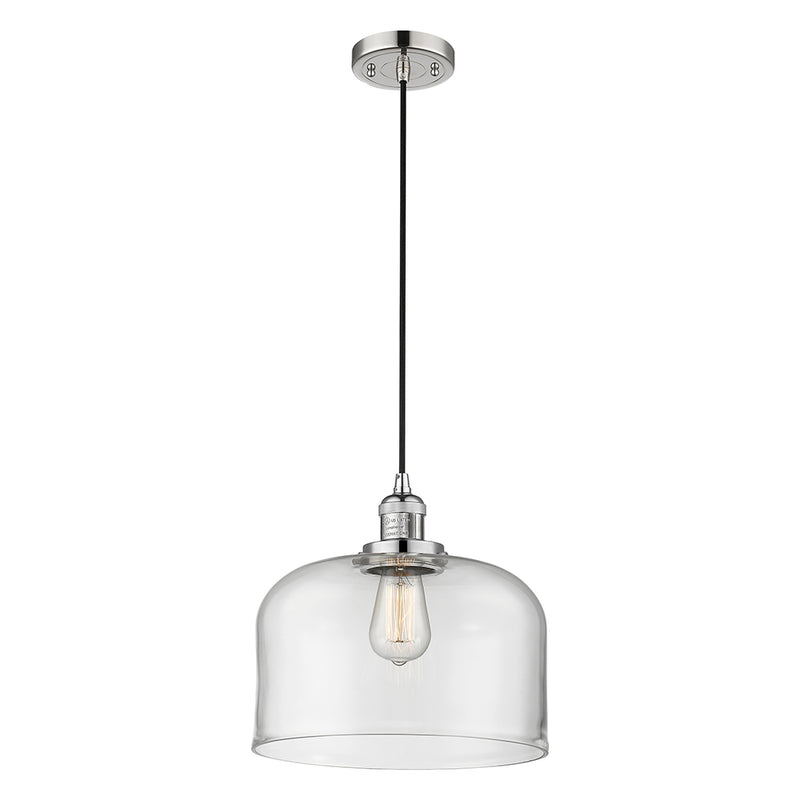 Bell Mini Pendant shown in the Polished Nickel finish with a Clear shade