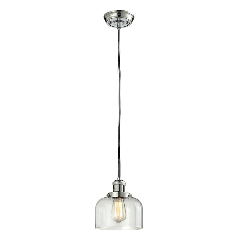 Bell Mini Pendant shown in the Polished Nickel finish with a Clear shade