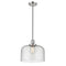 Bell Mini Pendant shown in the Polished Nickel finish with a Seedy shade