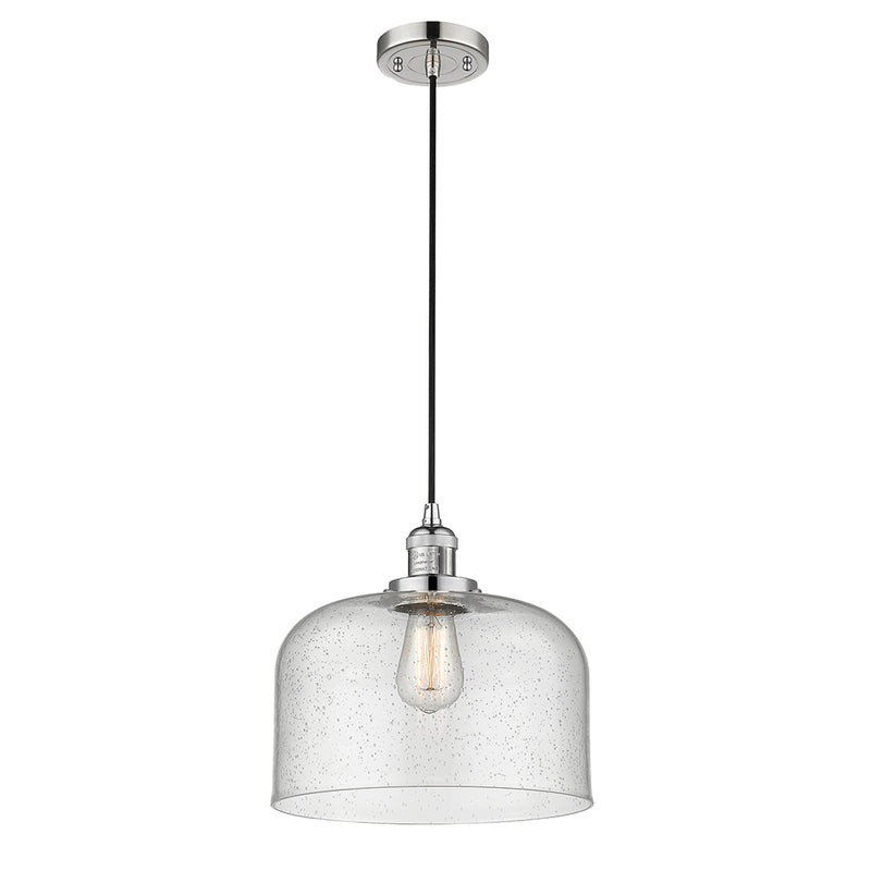 Bell Mini Pendant shown in the Polished Nickel finish with a Seedy shade