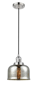 Innovations Lighting Large Bell 1-100 watt 8 inch Polished Nickel Mini Pendant with Silver Plated Mercury glass 201CPNG78