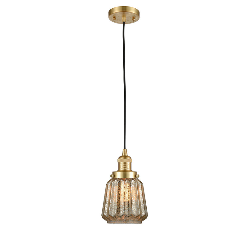 Chatham Mini Pendant shown in the Satin Gold finish with a Mercury shade