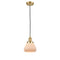 Fulton Mini Pendant shown in the Satin Gold finish with a Matte White shade