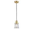 Canton Mini Pendant shown in the Satin Gold finish with a Clear shade