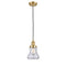 Bellmont Mini Pendant shown in the Satin Gold finish with a Clear shade