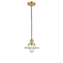 Halophane Mini Pendant shown in the Satin Gold finish with a Matte White Halophane shade