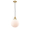 Beacon Mini Pendant shown in the Satin Gold finish with a Matte White shade