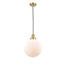 Beacon Mini Pendant shown in the Satin Gold finish with a Matte White shade