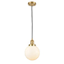 Beacon Mini Pendant shown in the Satin Gold finish with a Matte White shade