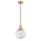 Beacon Mini Pendant shown in the Satin Gold finish with a Seedy shade