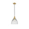 Seneca Falls Mini Pendant shown in the Satin Gold finish with a Clear Halophane shade