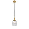 Colton Mini Pendant shown in the Satin Gold finish with a Clear Halophane shade