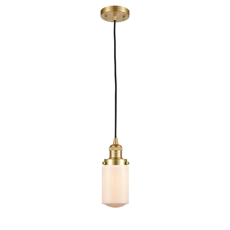 Dover Mini Pendant shown in the Satin Gold finish with a Matte White shade