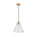 Cone Mini Pendant shown in the Satin Gold finish with a Seedy shade