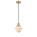 Oxford Mini Pendant shown in the Satin Gold finish with a Matte White shade