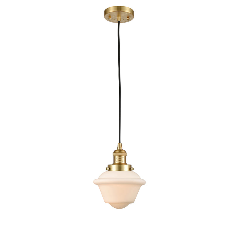 Oxford Mini Pendant shown in the Satin Gold finish with a Matte White shade