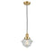 Oxford Mini Pendant shown in the Satin Gold finish with a Seedy shade