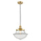 Oxford Mini Pendant shown in the Satin Gold finish with a Clear shade