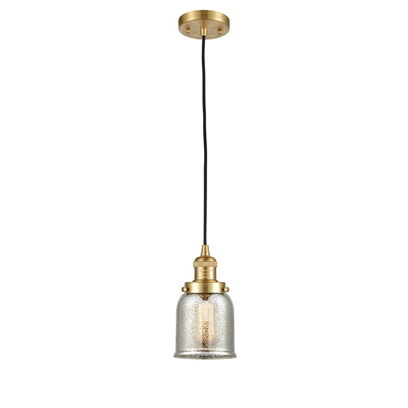 Bell Mini Pendant shown in the Satin Gold finish with a Silver Plated Mercury shade