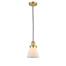 Cone Mini Pendant shown in the Satin Gold finish with a Matte White shade