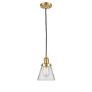 Cone Mini Pendant shown in the Satin Gold finish with a Clear shade