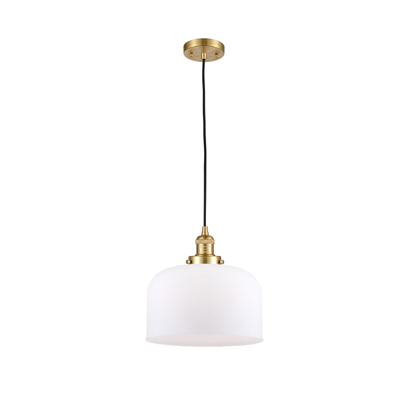 Bell Mini Pendant shown in the Satin Gold finish with a Matte White shade