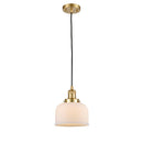 Bell Mini Pendant shown in the Satin Gold finish with a Matte White shade