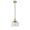 Bell Mini Pendant shown in the Satin Gold finish with a Seedy shade