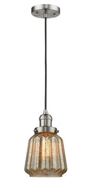 Innovations Lighting Chatham 1-100 watt 6 inch Brushed Satin Nickel Mini Pendant with Mercury Fluted glass 201CSNG146