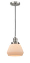 Innovations Lighting Fulton 1-100 watt 7 inch Brushed Satin Nickel Mini Pendant with Matte White Cased glass 201CSNG171