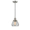 Fulton Mini Pendant shown in the Brushed Satin Nickel finish with a Clear shade